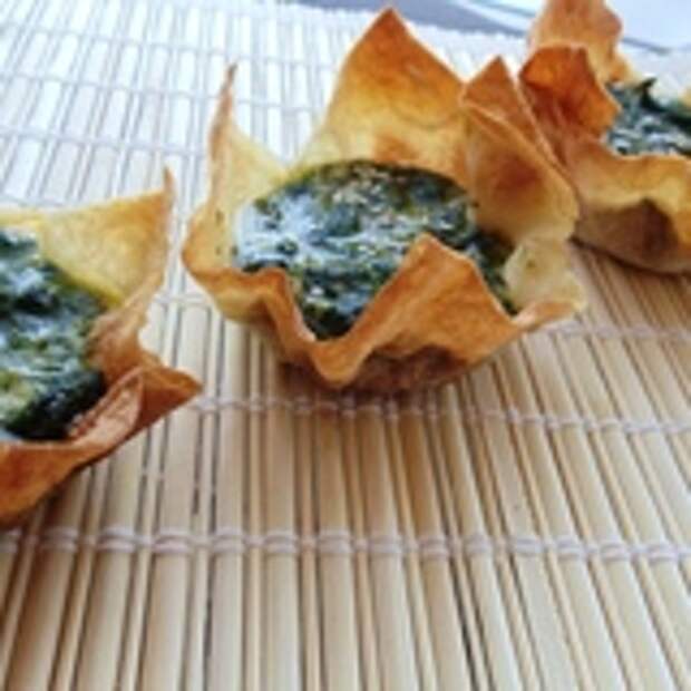 Корзиночки из лаваша с начинкой из шпината