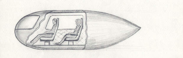 Эскизная проработка пассажирской капсулы, апрель 1977 г