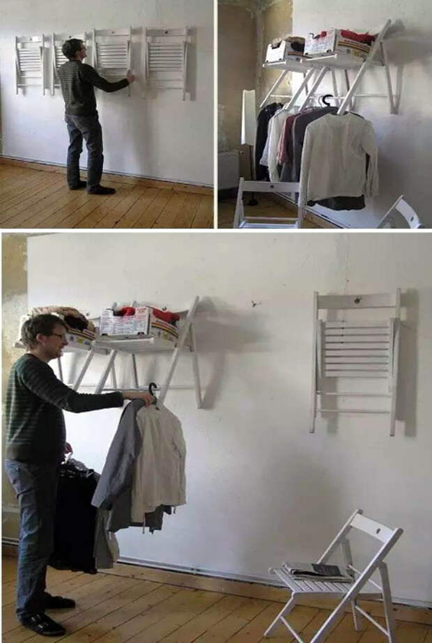 Вешалки из стульев.