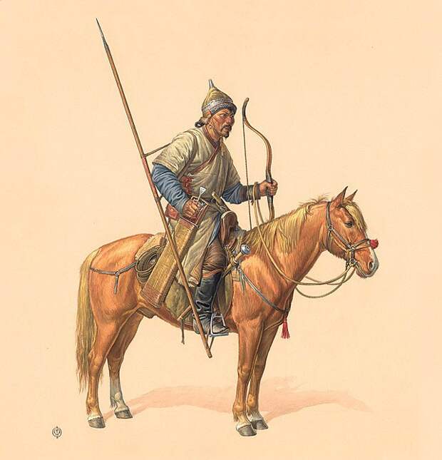 Русские и Ордынский воины XIV века.