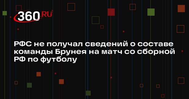 РФС не получал сведений о составе команды Брунея на матч со сборной РФ по футболу