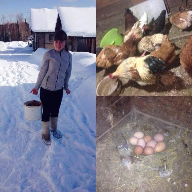 Девушки фотографируются в деревне