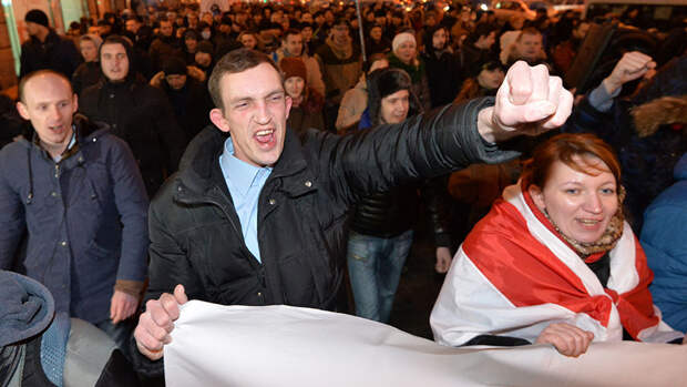 Акция против «декрета о тунеядцах» в Минске, февраль 2017 года