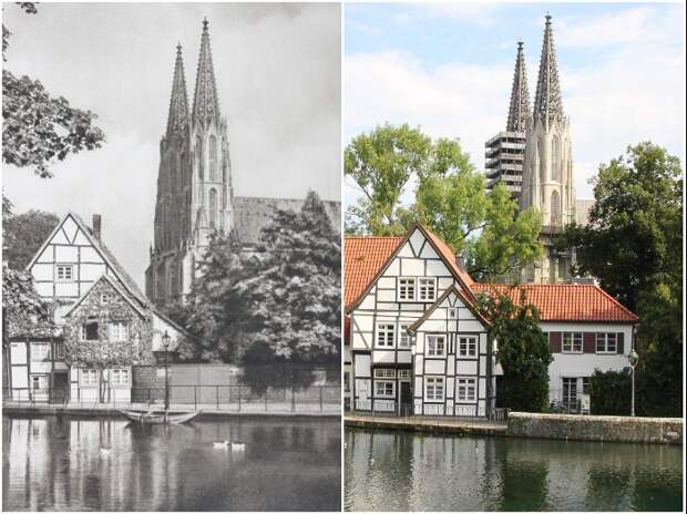 Готический собор, построенный в Средние века (1924 и 2020 гг., Германия). © Kurt Hielscher / © Casper Molenaar.