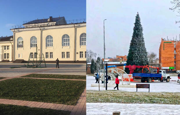 В Алексине и Ефремове начался монтаж новогодних елок