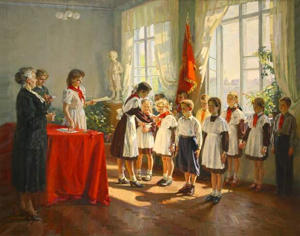Приём в пионеры. Художник Иван Тихий. 1953 год..jpg