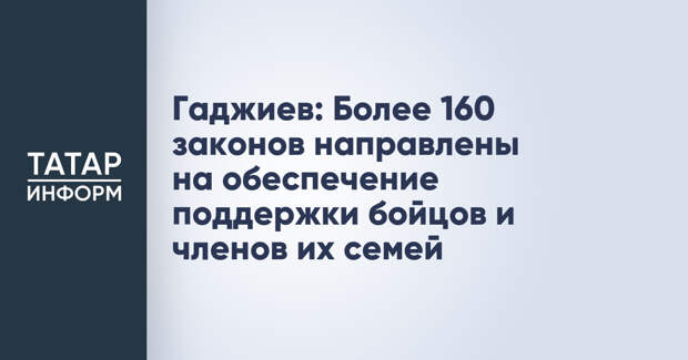 Гаджиев: Более 160 законов направлены на обеспечение поддержки бойцов и членов их семей