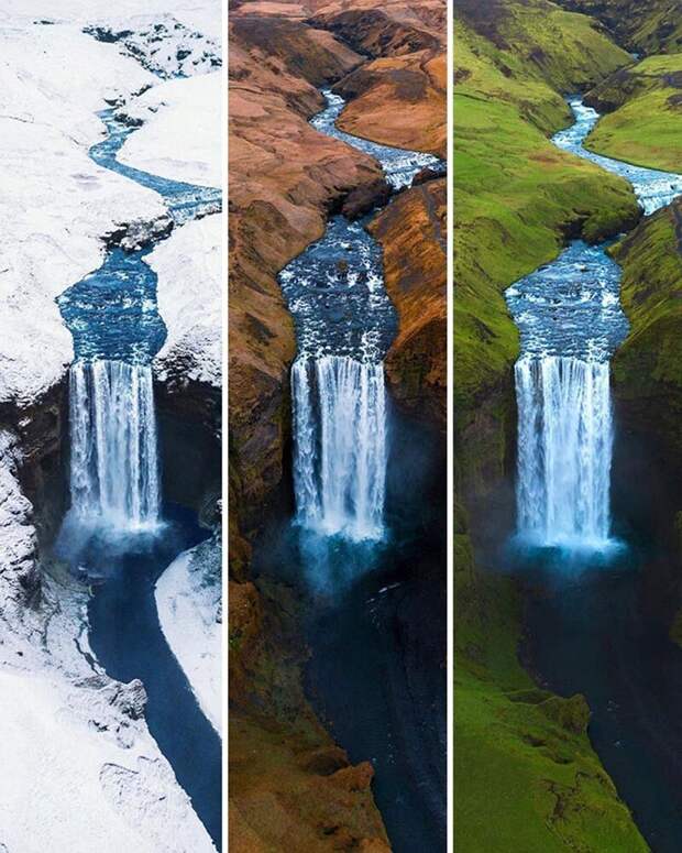 Водопад Скогафосс (Исландия) - 3 сезона