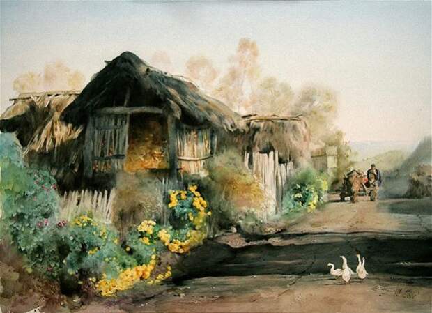 художник Guan Weixing акварели - 08