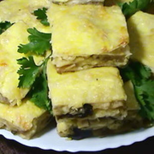 Закуска из лаваша с грибами и курицей