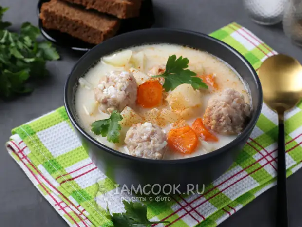 Сырный суп с куриными фрикадельками — рецепт с фото пошагово