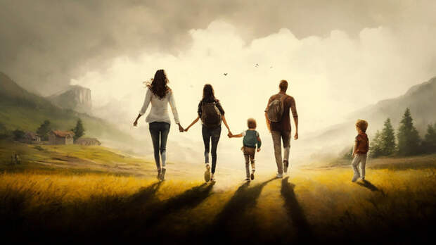 Родители с детьми / Изображение сгенерировано ИИ FusionBrain.AI от Sber AI / amic.ru