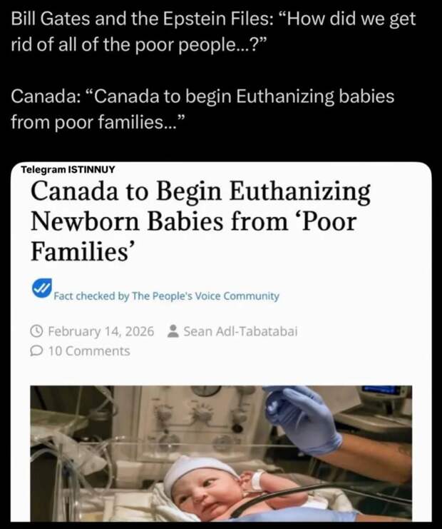 За гранью! В Канаде разрешат убивать младенцев, родившихся в бедных семьях