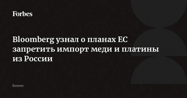 Bloomberg узнал о планах ЕС запретить импорт меди и платины из России