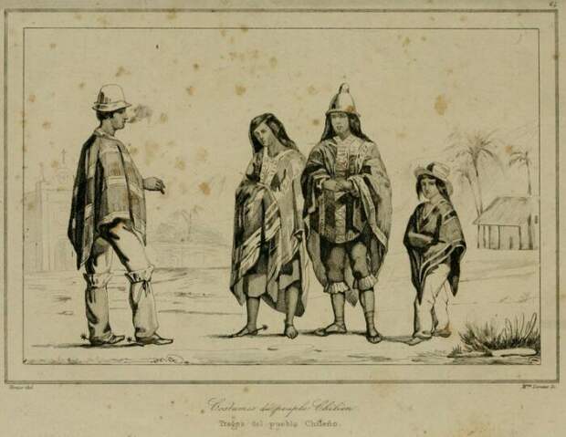 Индейцы в Чили в национальной одежде. 1799-1853 гг. / Источник: wikipedia.org