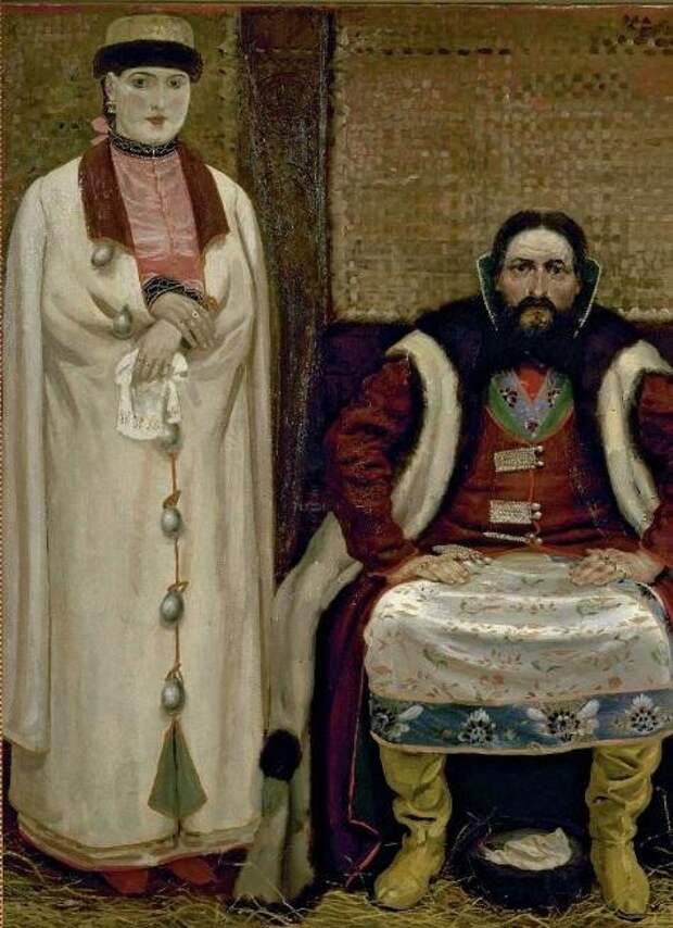 Андрей Рябушкин. Семья купца в ХVII веке. Фрагмент картины.