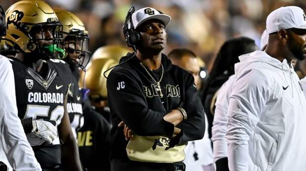 Deion Sanders coaching Colorado on the sideline