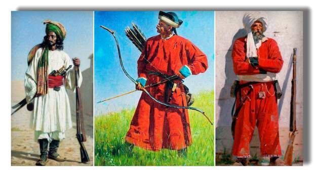 Среднеазиатские воины 1860-70 годов на картинах Василия Верещагина.