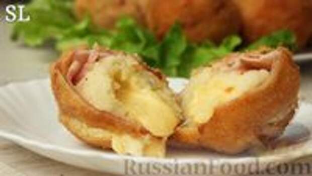 Фото к рецепту: Картофельные "бомбочки" с сыром и беконом