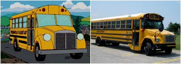 В мультяшном американском городе не может не быть желтого школьного автобуса. /Фото: nocookie.net, usd497.org