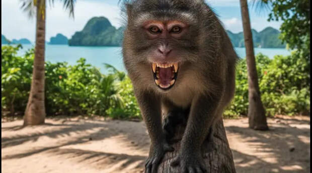 Агрессивная обезьяна чуть не откусила русской туристке руку во Вьетнаме