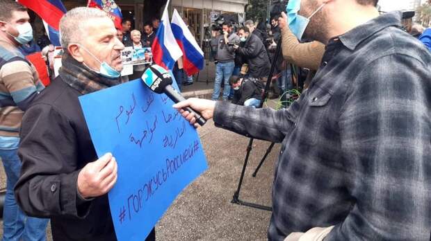 Ливан против нацизма: политтехнолог Мангушев провел митинг в поддержку спецоперации РФ на Украине