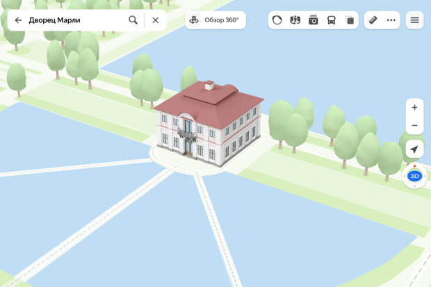 В «Яндекс Картах» появились 3D-модели достопримечательностей Петергофа