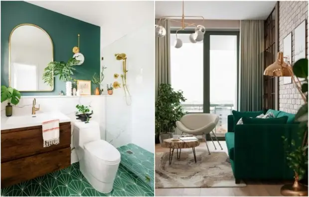 Акцентный цвет квартиры может стать основным для санузла