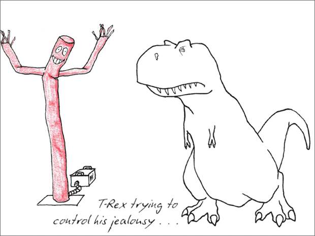 11. «Ти-Рекс пытается контролировать свою зависть….» динозавр, иллюстрация, рекс, рисунок, художник, юмор