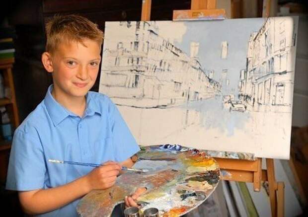 Талантливый парнишка Киерон Уильямсон, в мире, живопись, искусство, картина, люди, талант, художник