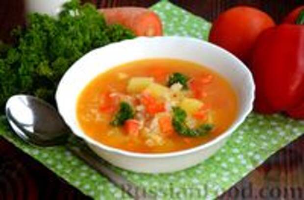 Фото к рецепту: Рисовый суп с овощами (на сливочном масле)