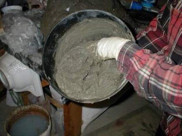 Приготовление цементного раствора с песком
