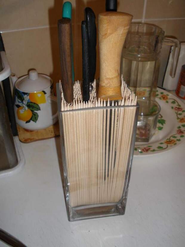 подставка для ножей своими руками с бамбуковыми палочками