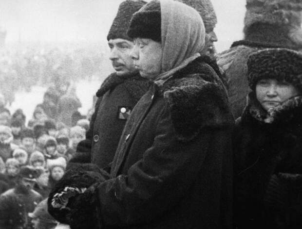 Н.К. Крупская на похоронах В.И. Ленина.