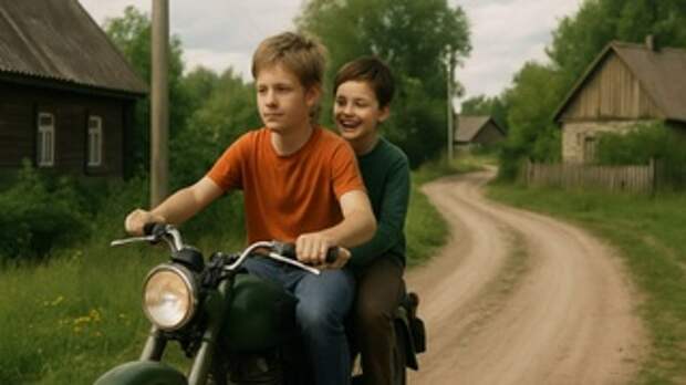 Два мальчика на мотоцикле / Изображение сгенерировано FusionBrain.AI от Sber AI / amic.ru