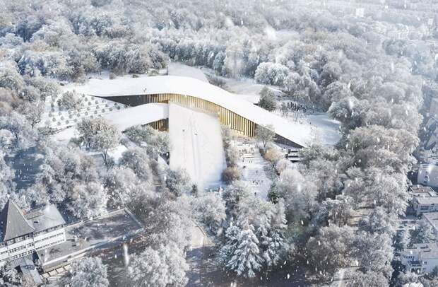 В снежную зиму функциональная крыша станет горкой (концепт). | Фото: worldarchitecture.org.