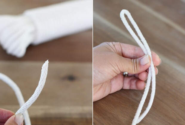 Мастерица сшила бельевую веревку цветными нитками, чтобы сделать практичную и красивую сумку...