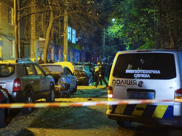 На месте покушения на депутата Верховной рады Игоря Мосийчука в Киеве, Украина На месте покушения на депутата Верховной рады Игоря Мосийчука в Киеве, Украина