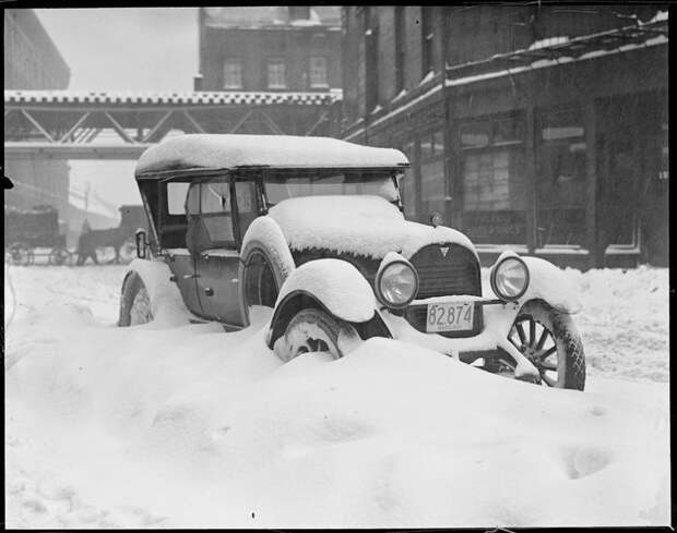 1917 год, Бостон зима, ретро фото, снег, снегопад, сша