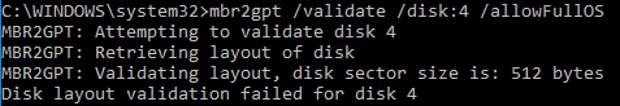 Gpt пересказ видео. Mbr2gpt.exe вирус. Mbr2gpt can only be used from the Windows Preinstallation environment. Use /allowfullos to override.. Почему не работает консольная команда mbr2gpt/validate.