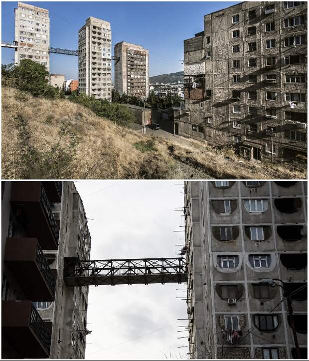 На сложном тбилисском рельефе приходилось возводить жилые дома на крутых склонах. | Фото: sovietarch.strelka.com.