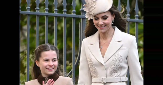 Кейт Миддлтон и принц Уильям с тремя детьми посетили пасхальную службу