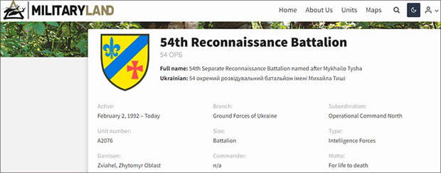 СТРАНИЦА 54-ГО ОРБ НА ПОСВЯЩЁННОМ СИЛАМ ВСУ ЗАПАДНОМ ПОРТАЛЕ MILITARYLAND // MILITARYLAND.NET