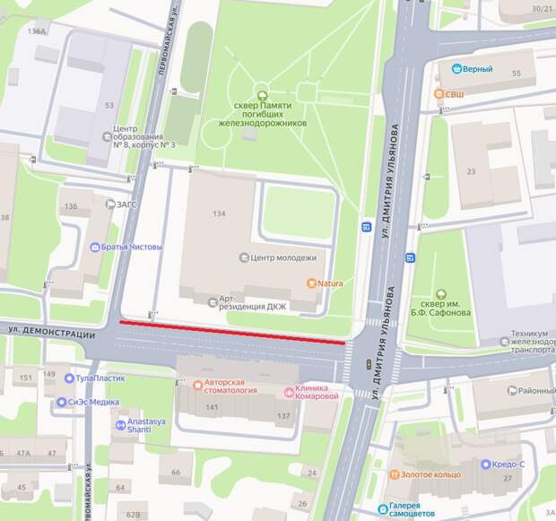 На улице Демонстрации в Туле запретят парковаться 5 марта