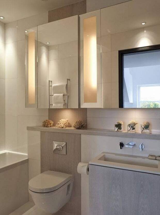 Отменный интерьер в нежно-кремовых тонах, что понравится и облагородит любую ванную комнату.