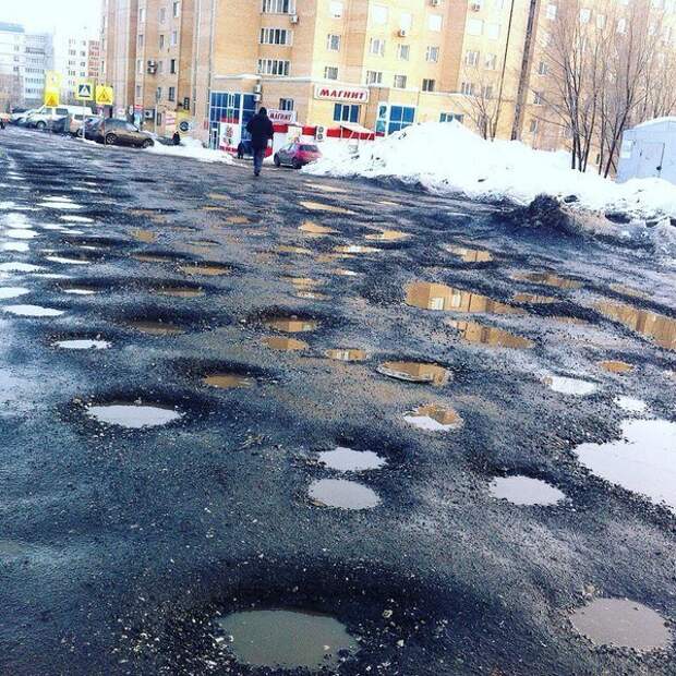Дороги Самары - самые пористые дороги России Города России, города, прикол, россия, самара, юмор