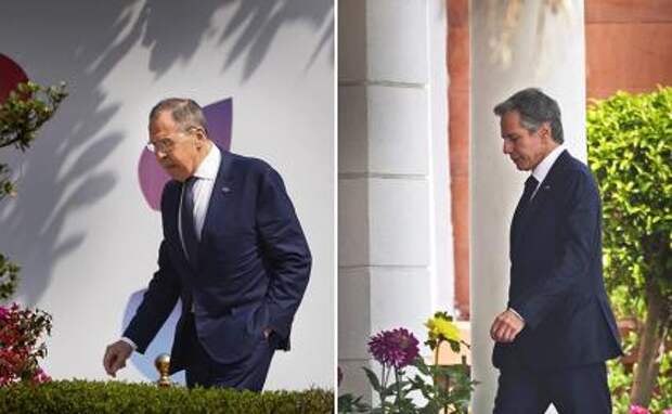На комбинированном фото слева направо: министр иностранных дел РФ Сергей Лавров и государственный секретарь США Энтони Блинкен