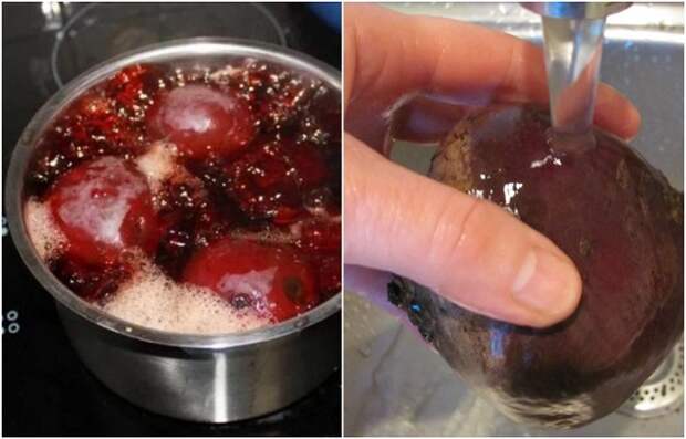 Варите свеклу в горячей воде, а потом обдайте ледяной