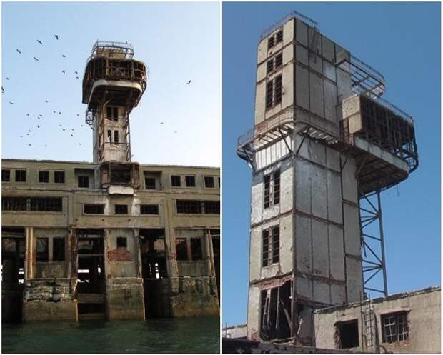 42 метровая вышка была основным наблюдательным пунктом во время испытаний торпед в движении (цех №8, Каспийск).