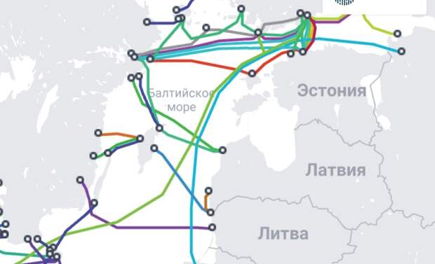Карта подводных кабелей Балтики